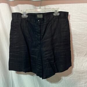 Calvin Klein 6 black 💯 linen shorts flat front pockets euc 4-5” inseam